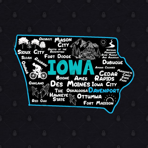 Davenport Iowa map Des Moines Sioux City, Mason City, Ottumwa, Fort Madison by BoogieCreates